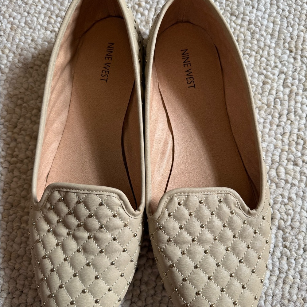 Nine West Beige Quilted Flats